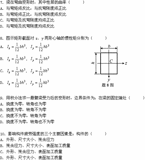 全国2008年10月高等教育自学考试工程力学（一）(图3)